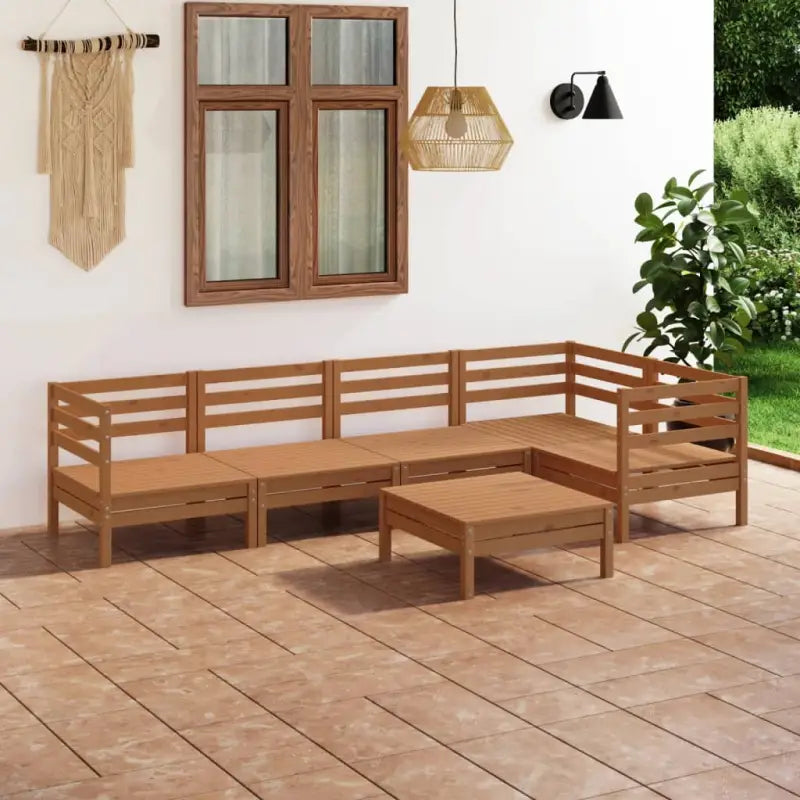 Houten tuinset van massief grenenhout met voetenbank tafel voor ontspanning - Tuinsets