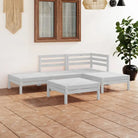 Houten Tuinset van Massief Grenenhout met Voetenbank Tafel - Wit - Tuinsets
