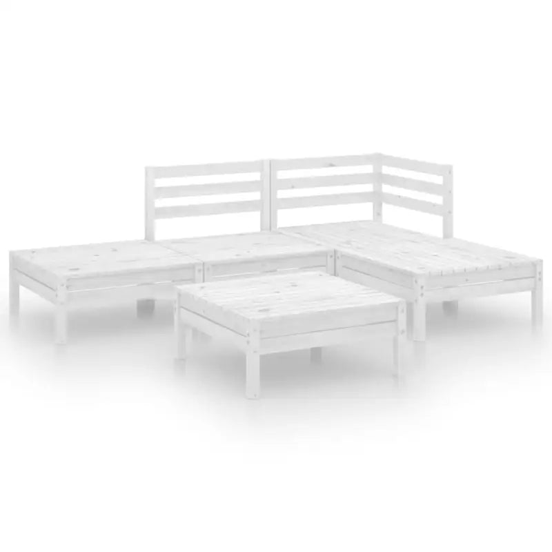 Houten Tuinset van Massief Grenenhout met Voetenbank Tafel - Wit - Tuinsets