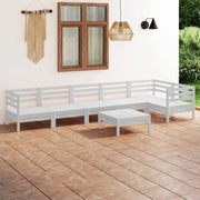 Houten tuinset van massief grenenhout met voetenbank tafel - Wit - Tuinsets