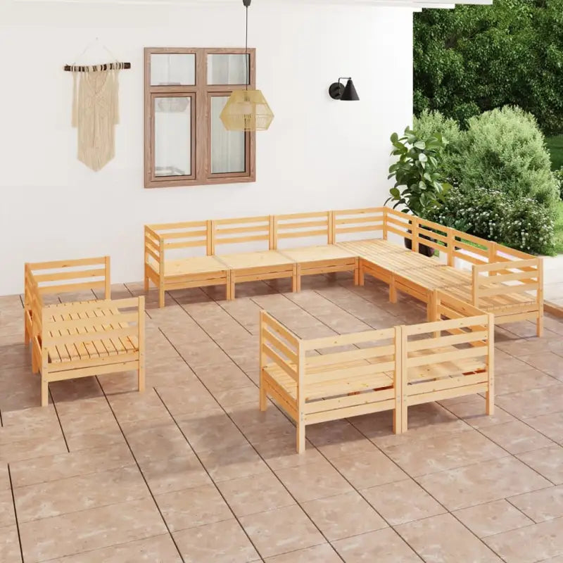 Houten tuinset van massief grenenhout voor ontspannen buitenplezier - Naturel - Tuinsets
