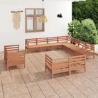 Houten tuinset van massief grenenhout voor ontspannen buitenplezier - Honingbruin - Tuinsets