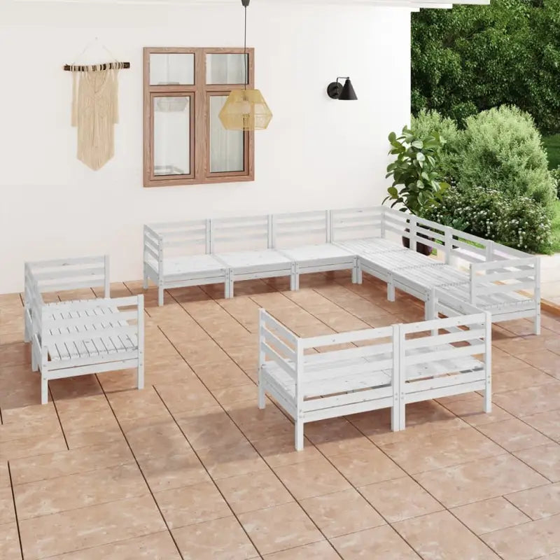 Houten tuinset van massief grenenhout voor ontspannen buitenplezier - Wit - Tuinsets