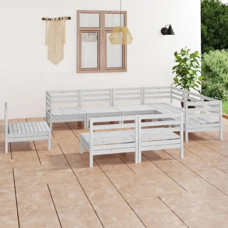 Houten tuinset van massief grenenhout voor ontspannen buitenplezier - Wit - Tuinsets