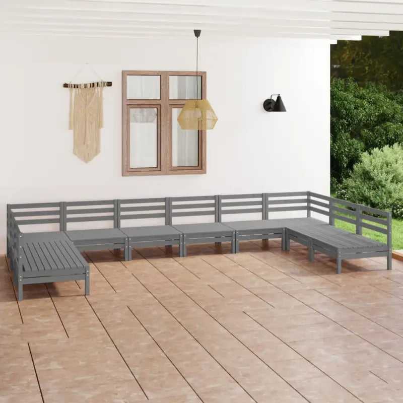 Houten tuinset van massief grenenhout voor ontspanning en gezelligheid - Grijs - Tuinsets