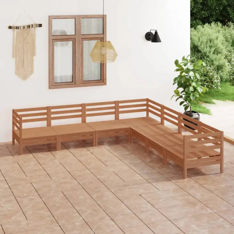 Houten tuinset van massief grenenhout voor ontspanning en gezelligheid - Honingbruin - Tuinsets