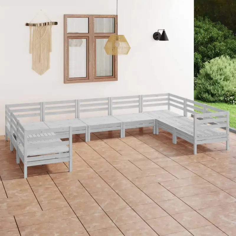 Houten tuinset van massief grenenhout voor ontspanning en gezelligheid - Wit - Tuinsets