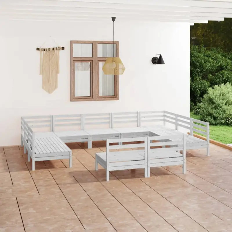 Houten tuinset van massief grenenhout voor ontspanning en gezelligheid - Wit - Tuinsets