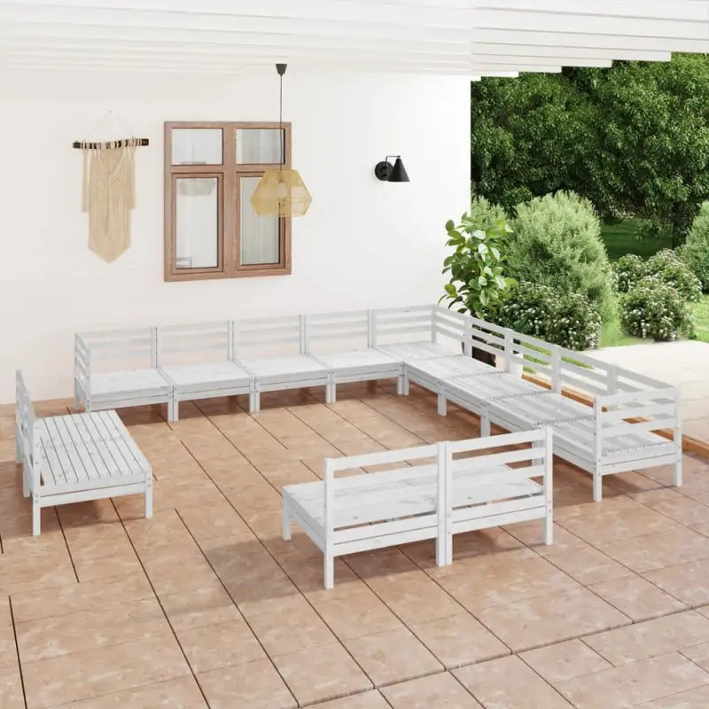 Houten tuinset van massief grenenhout voor ontspanning en gezelligheid - Wit - Tuinsets