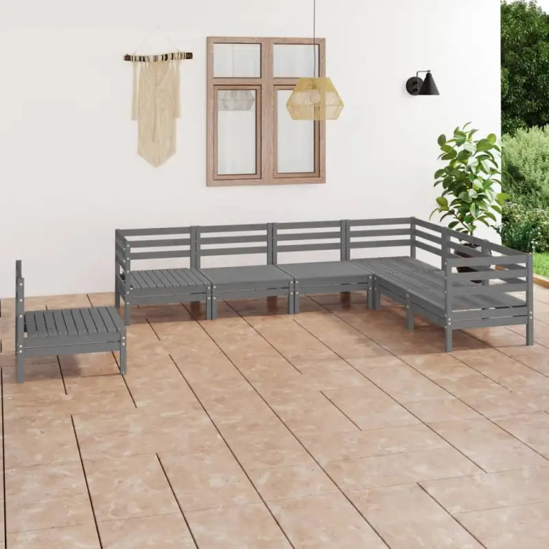 Houten tuinset van massief grenenhout voor ontspanning en gezelschap - Grijs - Tuinsets