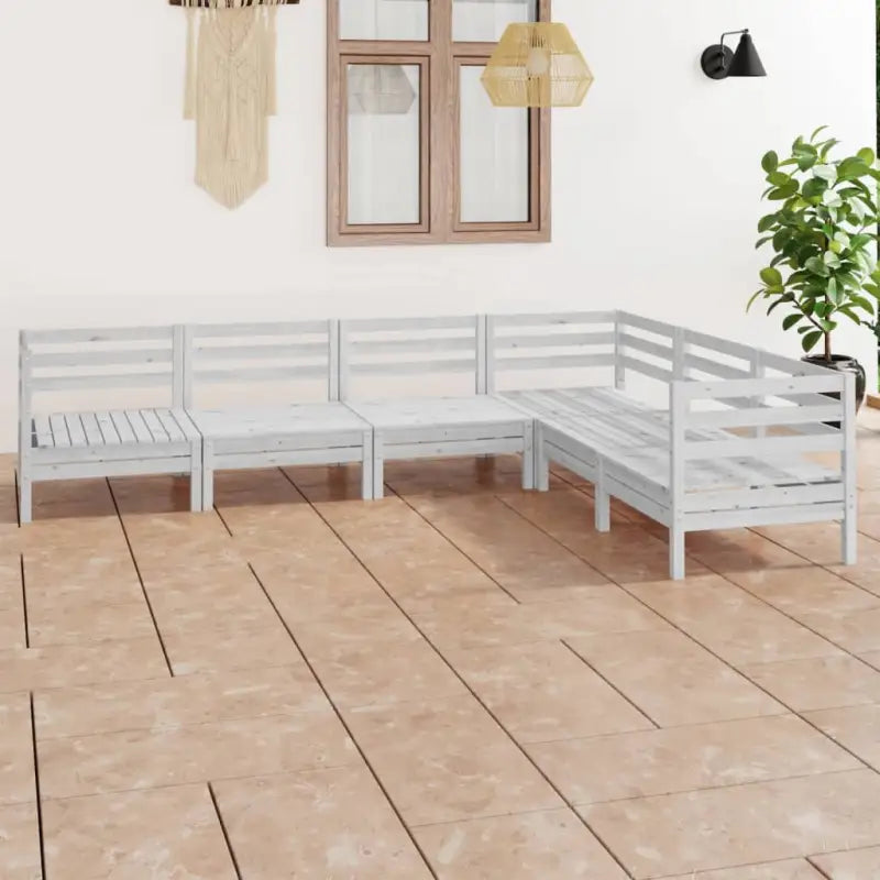 Houten tuinset van massief grenenhout voor ontspanning en gezelschap - Wit - Tuinsets
