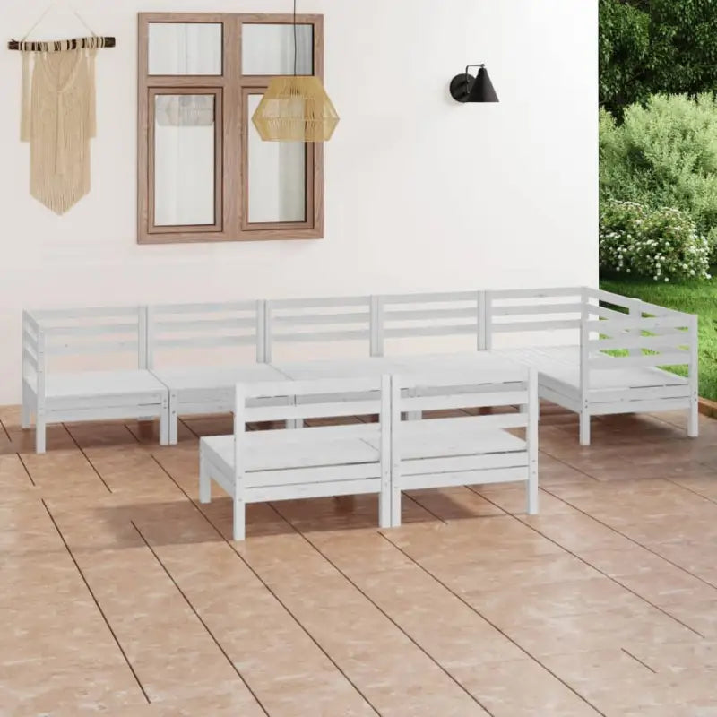 Houten tuinset van massief grenenhout voor ontspanning en samen genieten - Wit - Tuinsets