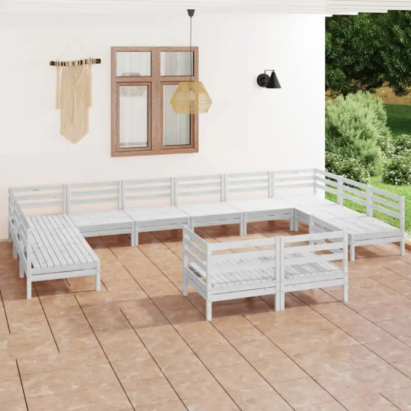 Houten tuinset van massief grenenhout voor ontspanning en samenkomst - Wit - Tuinsets