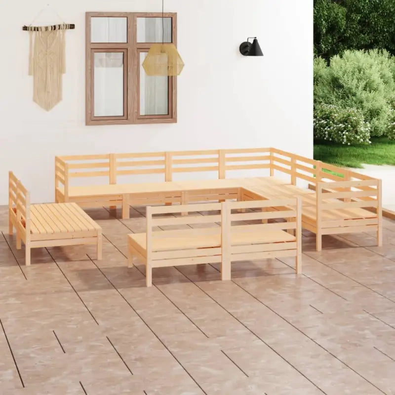Houten tuinset van massief grenenhout voor ontspanning en samenzijn - Naturel - Tuinsets