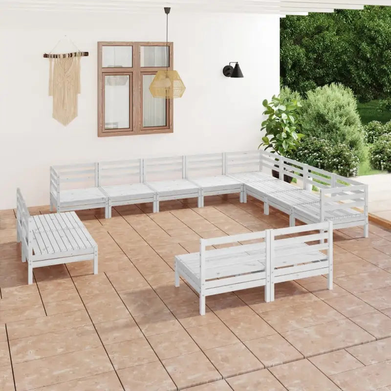 Houten tuinset van massief grenenhout voor ontspanning en samenzijn - Wit - Tuinsets