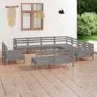 Houten tuinset van massief grenenhout voor ontspanning en samenzijn - Grijs - Tuinsets