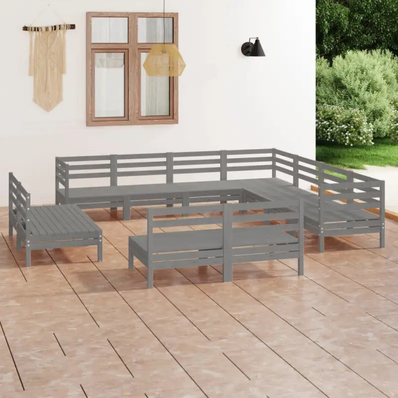 Houten tuinset van massief grenenhout voor ontspanning en samenzijn - Grijs - Tuinsets