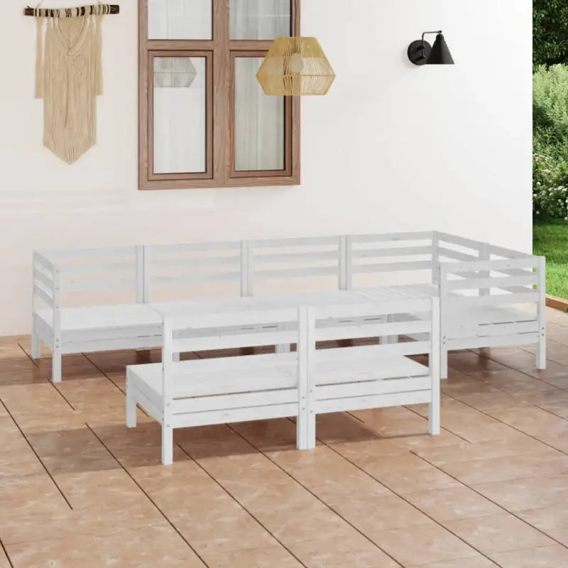 Houten tuinset van massief grenenhout voor ontspanning en samenzijn - Wit - Tuinsets