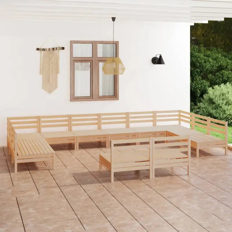Houten tuinset van massief grenenhout voor ontspanning en samenzijn - Naturel - Tuinsets