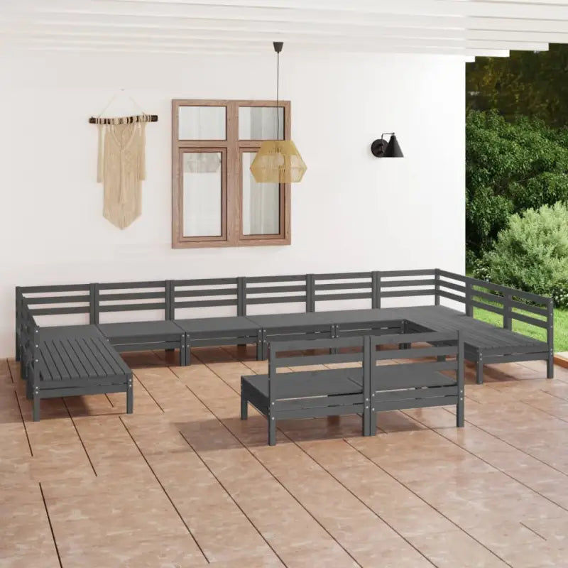 Houten tuinset van massief grenenhout voor ontspanning en samenzijn - Grijs - Tuinsets