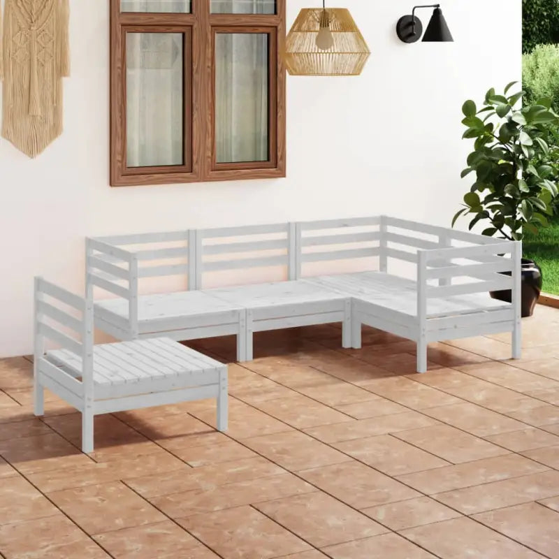 Houten tuinset van massief grenenhout voor ontspanning en samenzijn - Wit - Tuinsets