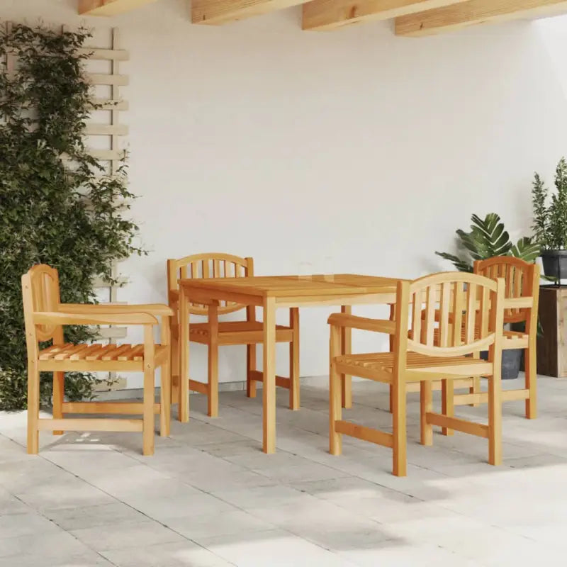 Houten tuinset van massief teakhout fijn geschuurd eenvoudig schoon - 110 cm tafellengte - Tuinsets