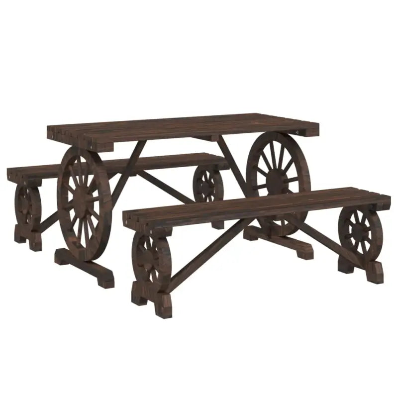 Houten tuinset van massief vurenhout met gebrande uitstraling - Tuinsets