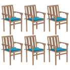 Houten tuinstoelen set met hard teakhout en fijn geschuurde afwerking - Blauw / 6 - Tuinstoelen