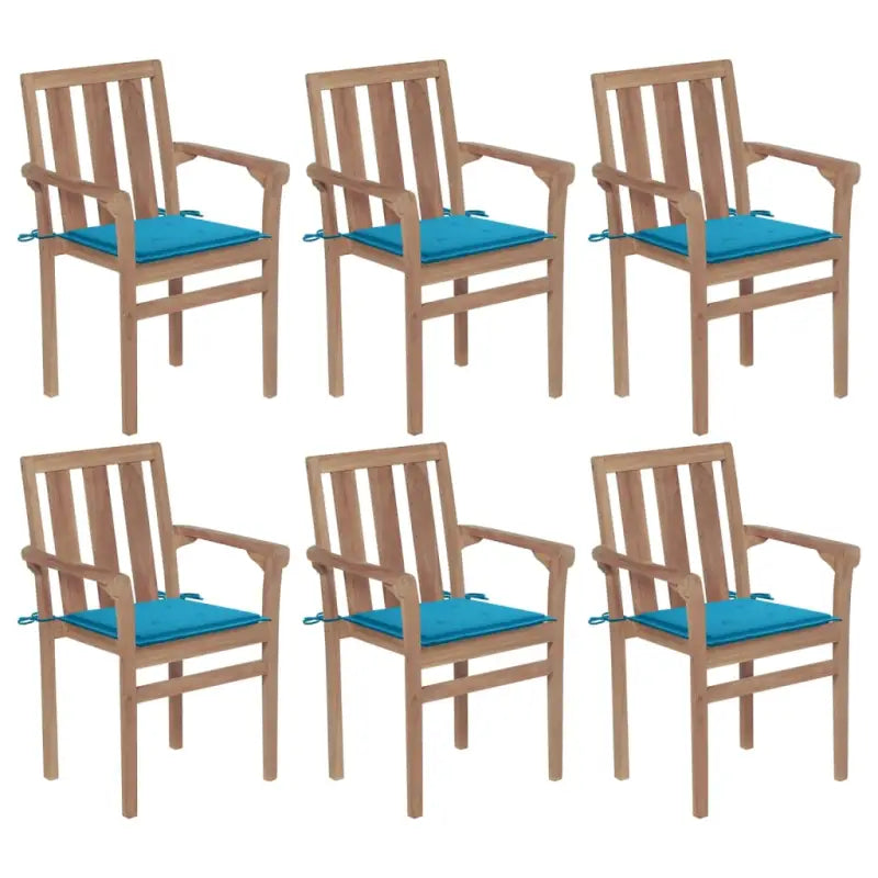 Houten tuinstoelen set met hard teakhout en fijn geschuurde afwerking - Blauw / 6 - Tuinstoelen
