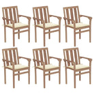 Houten tuinstoelen set met hard teakhout en fijn geschuurde afwerking - Crème / 6 - Tuinstoelen