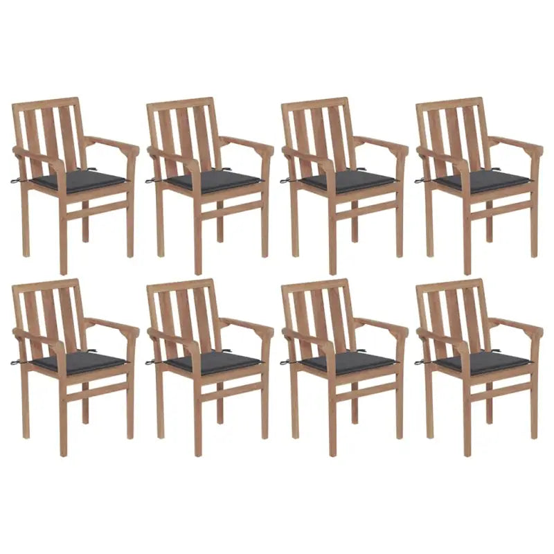 Houten tuinstoelen set met hard teakhout en fijn geschuurde afwerking - Antraciet / 8 - Tuinstoelen
