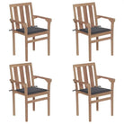 Houten tuinstoelen set met hard teakhout en fijn geschuurde afwerking - Antraciet / 4 - Tuinstoelen