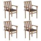 Houten tuinstoelen set met hard teakhout en fijn geschuurde afwerking - Taupe / 4 - Tuinstoelen