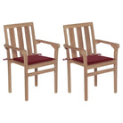 Houten tuinstoelen set met hard teakhout en fijn geschuurde afwerking - Wijnrood / 2 - Tuinstoelen