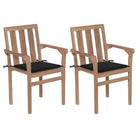 Houten tuinstoelen set met hard teakhout en fijn geschuurde afwerking - Zwart / 2 - Tuinstoelen