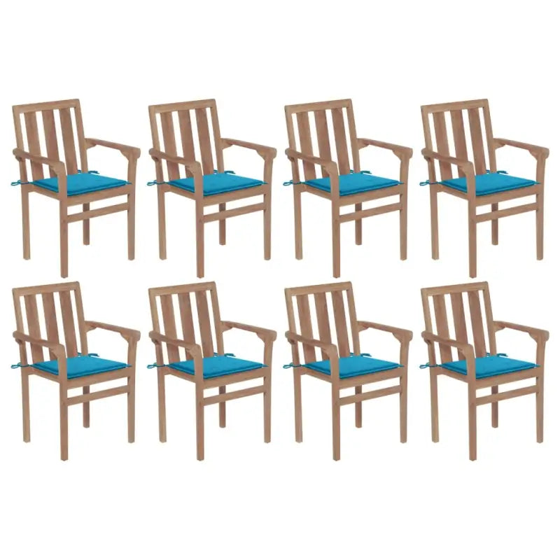 Houten tuinstoelen set met hard teakhout en fijn geschuurde afwerking - Blauw / 8 - Tuinstoelen