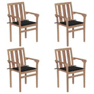 Houten tuinstoelen set met hard teakhout en fijn geschuurde afwerking - Zwart / 4 - Tuinstoelen