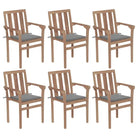 Houten tuinstoelen set met hard teakhout en fijn geschuurde afwerking - Grijs / 6 - Tuinstoelen