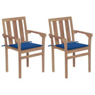 Houten tuinstoelen set met hard teakhout en fijn geschuurde afwerking - koningsblauw / 2 - Tuinstoelen