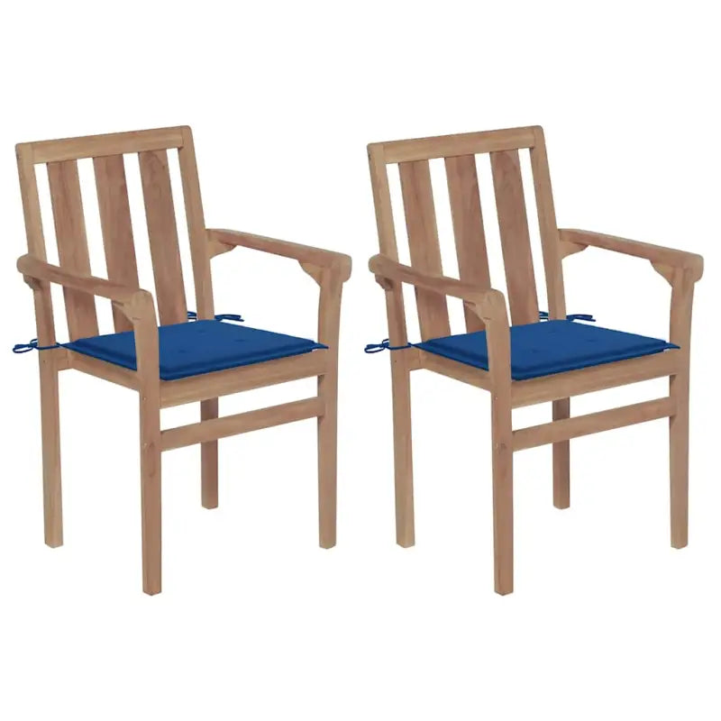 Houten tuinstoelen set met hard teakhout en fijn geschuurde afwerking - koningsblauw / 2 - Tuinstoelen