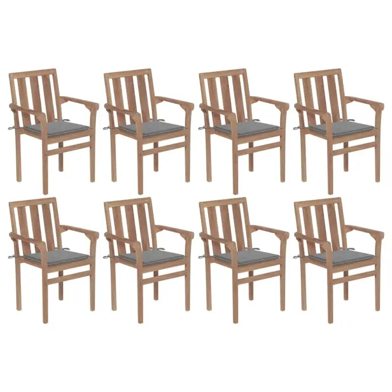 Houten tuinstoelen set met hard teakhout en fijn geschuurde afwerking - Grijs / 8 - Tuinstoelen