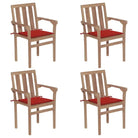 Houten tuinstoelen set met hard teakhout en fijn geschuurde afwerking - Rood / 4 - Tuinstoelen