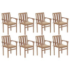 Houten tuinstoelen set met hard teakhout en fijn geschuurde afwerking - Beige / 8 - Tuinstoelen