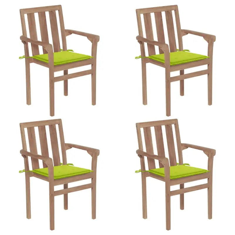Houten tuinstoelen set met hard teakhout en fijn geschuurde afwerking - Heldergroen / 4 - Tuinstoelen