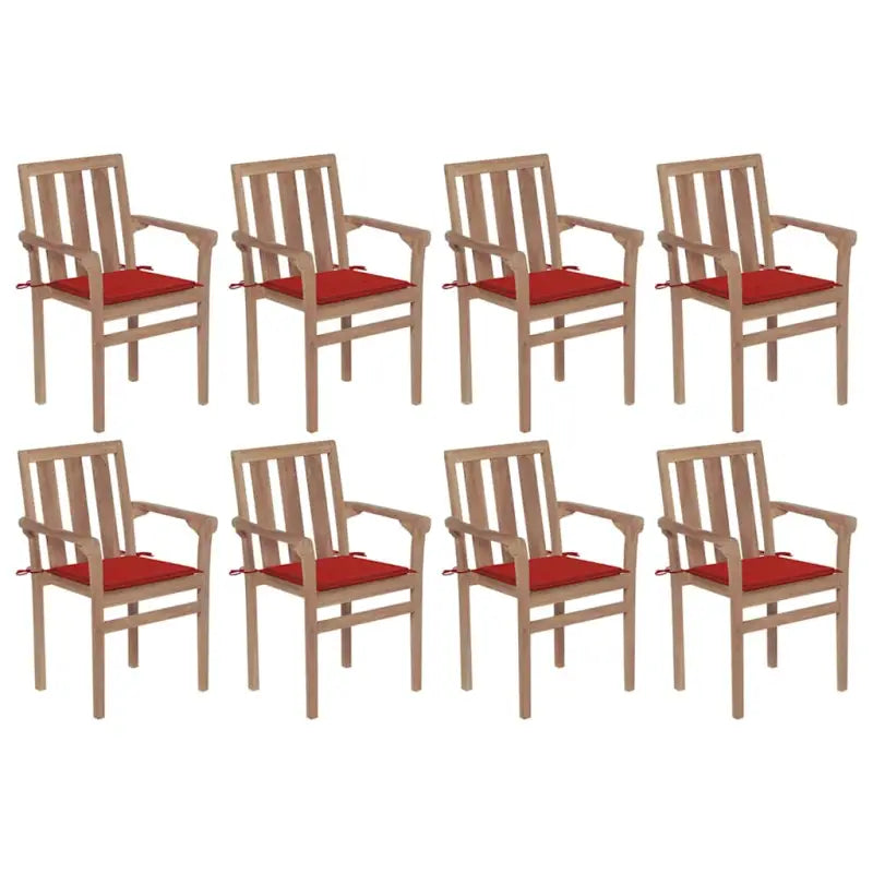 Houten tuinstoelen set met hard teakhout en fijn geschuurde afwerking - Rood / 8 - Tuinstoelen