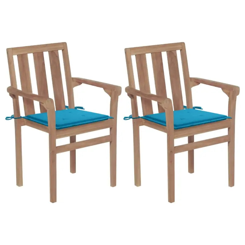Houten tuinstoelen set met hard teakhout en fijn geschuurde afwerking - Blauw / 2 - Tuinstoelen