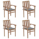 Houten tuinstoelen set met hard teakhout en fijn geschuurde afwerking - Grijs / 4 - Tuinstoelen