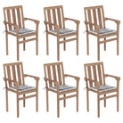 Houten tuinstoelen set met hard teakhout en fijn geschuurde afwerking - Grijs ruitpatroon / 6 - Tuinstoelen