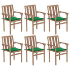Houten tuinstoelen set met hard teakhout en fijn geschuurde afwerking - Groen / 6 - Tuinstoelen