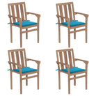 Houten tuinstoelen set met hard teakhout en fijn geschuurde afwerking - Blauw / 4 - Tuinstoelen
